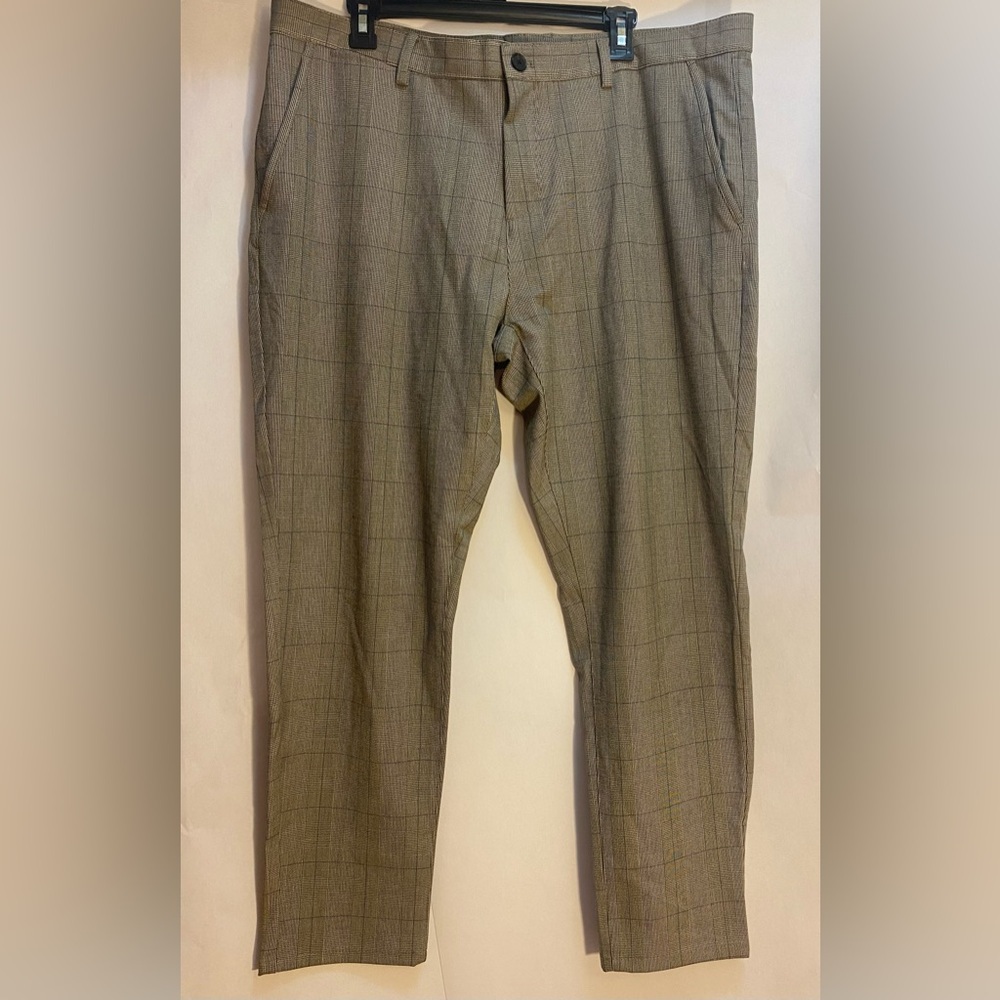 Zara Man Brown Glen Plaid Windowpane Slim Fit Trousers Pants Mens USA 38